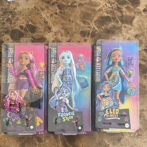 Monster High Dolls Set - Clawdeen Wolf, Frankie Stein, Cleo De Nile